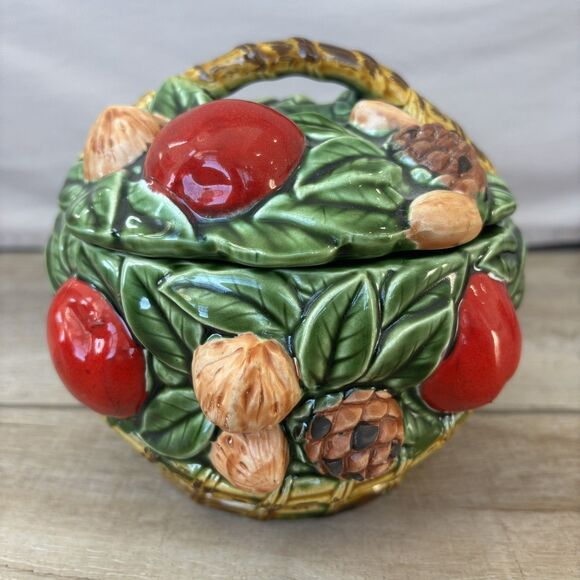Inarco Japan Other - Vintage Inarco Japan Ceramic Fruit Nut Pinecones Leaves Basket Farmhouse Decor